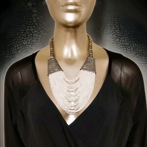 Vintage Multi-layer White Seadbead Silver Bohemian Statement Necklace